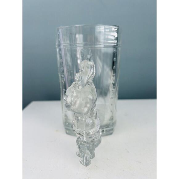 Vintage Coca Cola Christmas Santa Leaning On Vending Heavy Clear Glass Mug 1997 - Picture 11 of 13